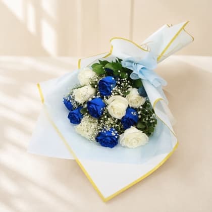 Majestic Blue & White Roses