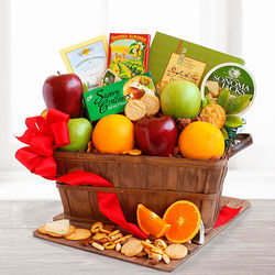 Orchard Delight Fruit and Gourmet Gift Basket - Flower and Gift