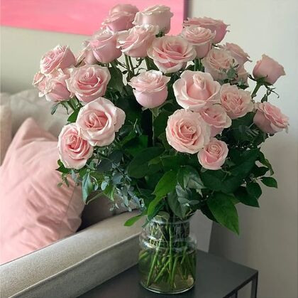 Premium Long Stem Pink Rose Bouquet Vase FTD