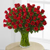 Fifty Red Roses Arranged in Clear vase