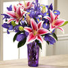 12 Iris With 3 Lilies -Vase Included