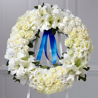 The FTD Wreath of Remembrance-Blue Ribbon
