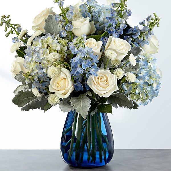 FTD Faithful Guardian Bouquet Blue & White a1476 Flower Delivery Flower Shop