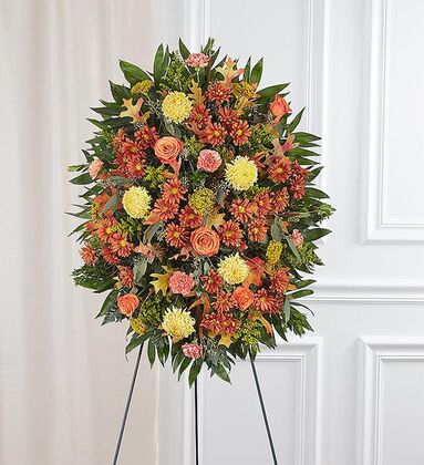 Orange & Yellow Funeral Standing Spray
