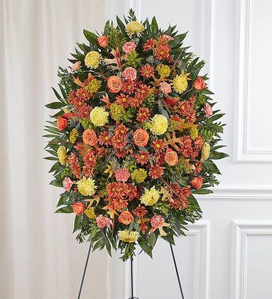 Orange & Yellow Funeral Standing Spray