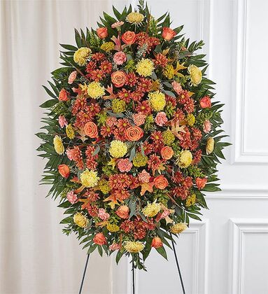 Orange & Yellow Funeral Standing Spray
