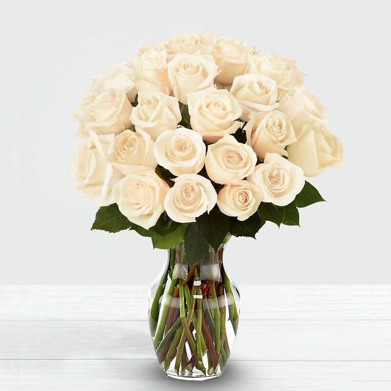White Roses in a Vase a2256 Flower Delivery Flower Shop