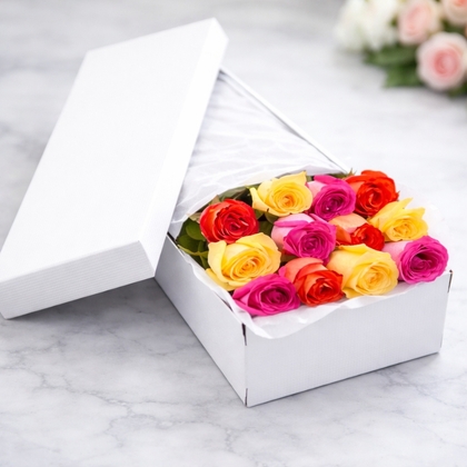 Dozen Multi Color Roses in a Box