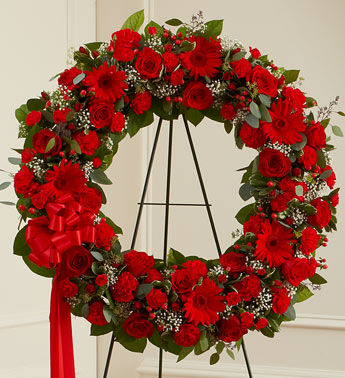 Classic Red Wreath for a Funeral Home