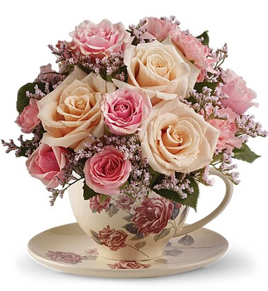 Teleflora's Victorian Flowers in Teacup