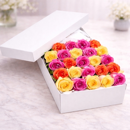 2 Dozen Assorted Roses in a Box