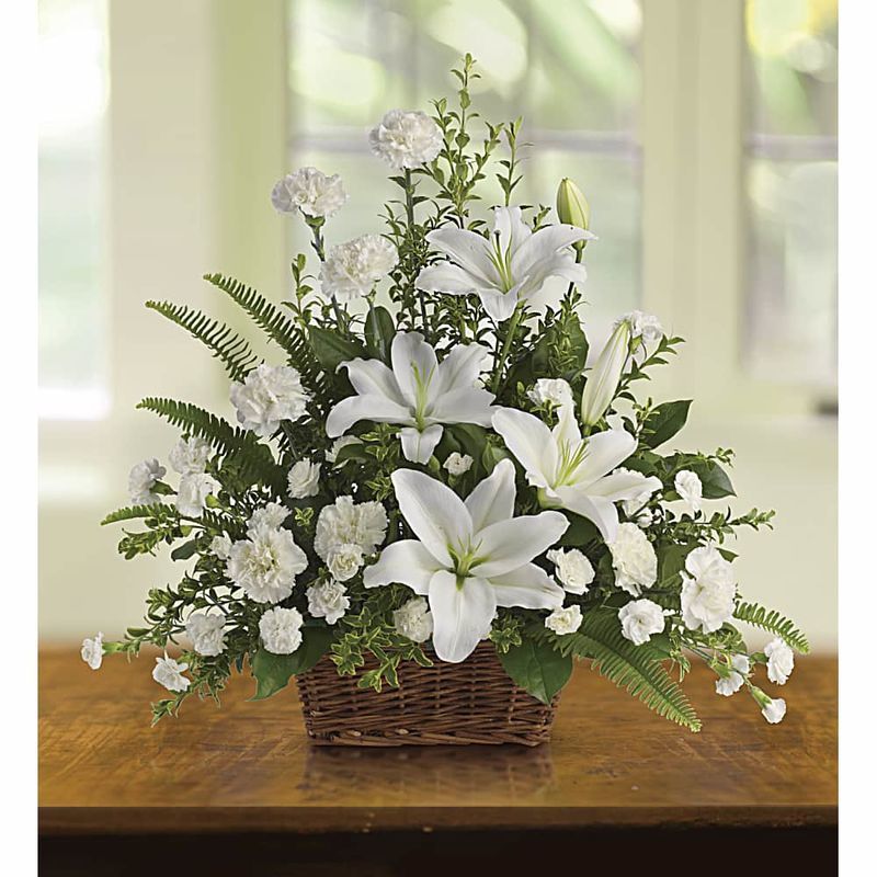 Peaceful White Lilies Basket a3325 Flower Delivery Flower Shop