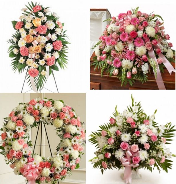 Pink & White Funeral Flower Package a3371 | Flower Delivery