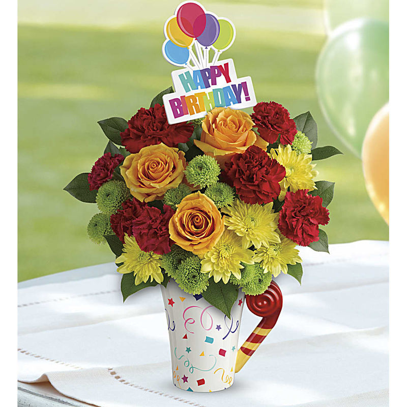 Teleflora's Fun 'n Festive Mug Bouquet a3383 Flower Delivery Flower