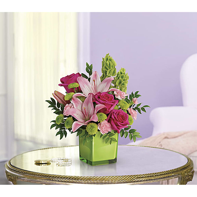 Teleflora's In Love With Lime Bouquet a3403 Flower Delivery Flower Shop