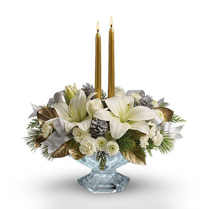 Teleflora's Silver And Gold Centerpiece