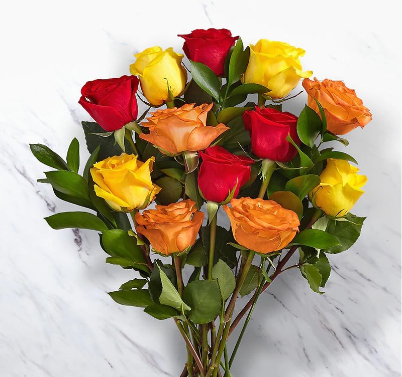 12 Autumn Color Mix Roses a4019 | Flower Delivery | Flower Shop