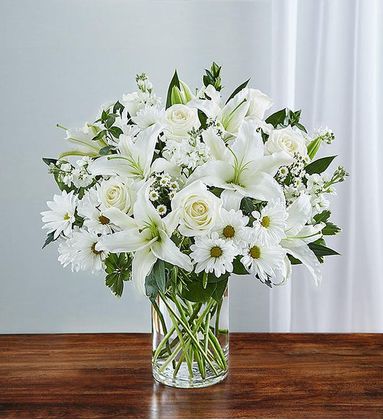 Elegant All White Flower Vase Arrangement