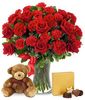 Deluxe Arrangement With Teddy Bear and Chocolate