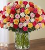 100 Mix Color Roses in a Vase