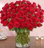 100 Red Roses in a Vase