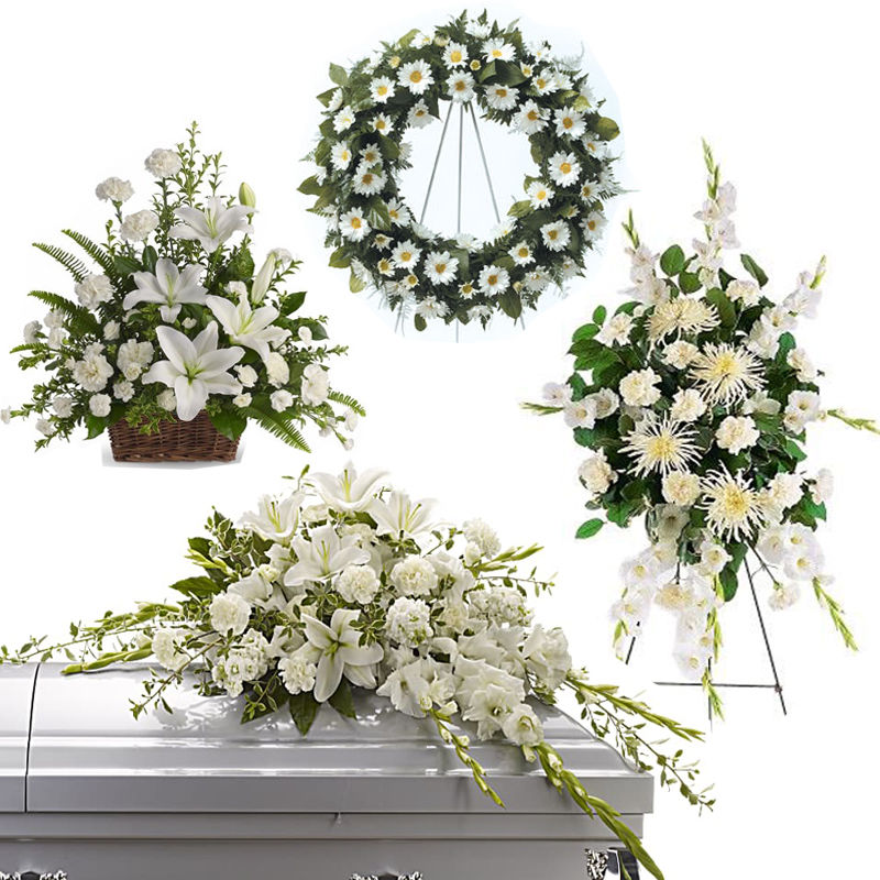 Budget All White Funeral Flower Package a5012 Flower Delivery