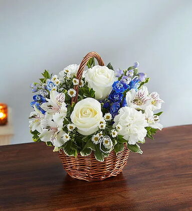 Blue and White Floral Basket