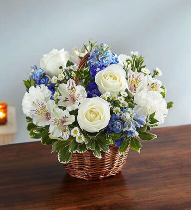 Blue and White Floral Basket