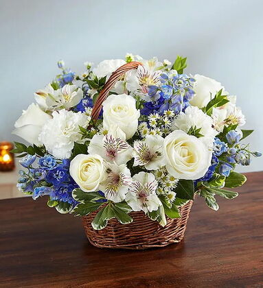 Blue and White Floral Basket
