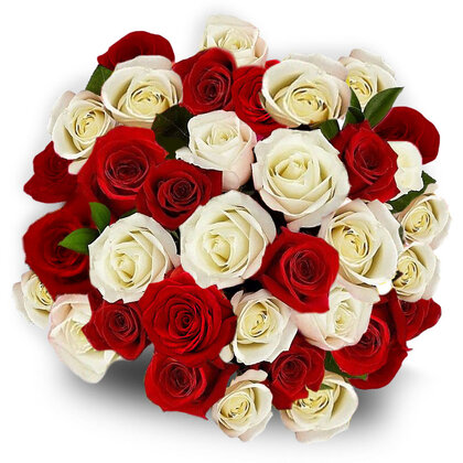 Red and White Rose Bouquet