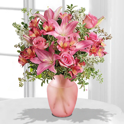 Pink Reflections Bouquet with Roses