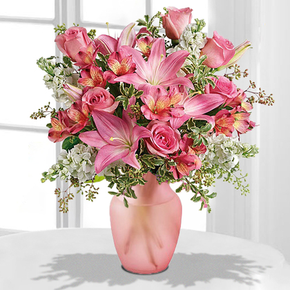 Pink Reflections Bouquet with Roses