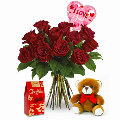 Love You Red Roses Flower Package