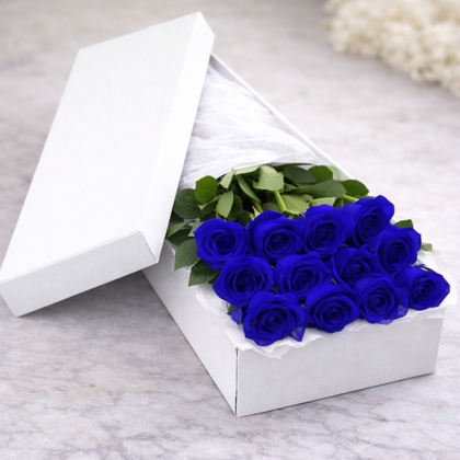 Dozen Blue Roses Bouquet in a Box