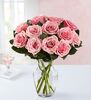 12 Pink Roses in a Vase