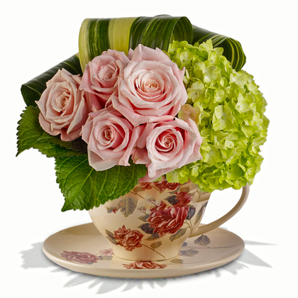 Boss Lady Pink Flowers in a Teacup