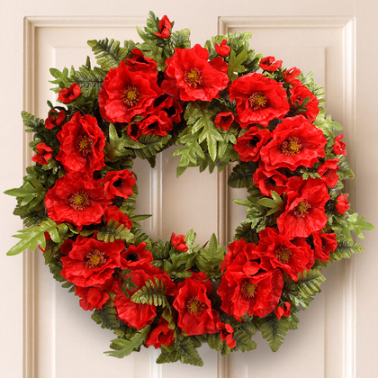 Artificial Red Poppy Wreath