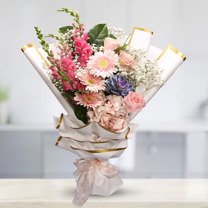 Fancy Pinks and Succulent Luxury Bouquet