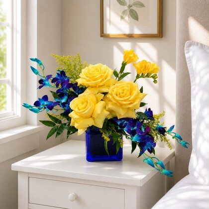Golden Rose Orchid Arrangement