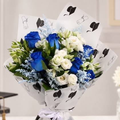 Blue and White Graduation Bouquet