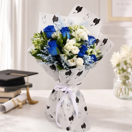 Blue and White Graduation Bouquet