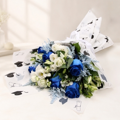 Blue and White Graduation Bouquet